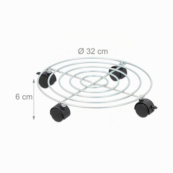 Relaxdays Valec na kvetináče, sada 2 kusov, Ø 32 cm, Podnos na kvetináče s kolieskami, oceľ, valec na