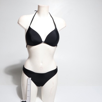 GORGLITTER Dámske Súpravy Push Up Bikin Triangle Plavky Halterneck Plavky dvojdielne čierne S