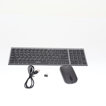 Bezdrôtová klávesnica a myš, dobíjacia, pre Windows, 2,4 GHz s USB prijímačom, tichá, ultratenká,
