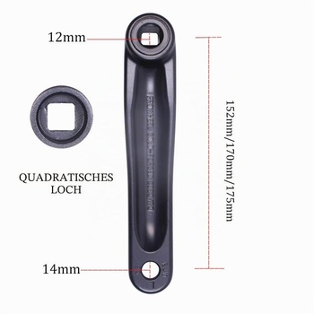 PROWHEEL Univerzálna kľučka ľavá 152 mm/170 mm/175 mm, ľavá kľučka, štvorcový otvor pre mestské bicykle,