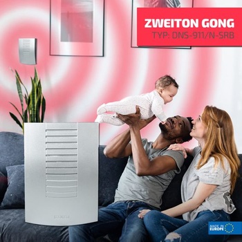 Zvonček SUNDI DNS-911, dvojtónový, 230 V, plast/kov, strieborný