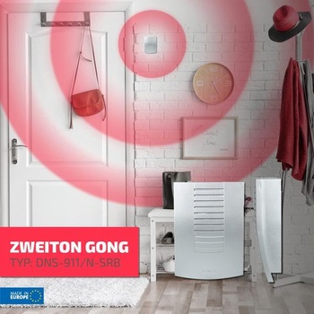 Zvonek SUNDI DNS-911, dvoutónový, 230 V, plast/kov, stříbrný