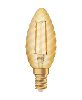 LED žiarovka Osram Vintage 1906 Classic BW FIL, E14, tvar skrútenej sviečky, zlatá, 1,5 W, 120lm,