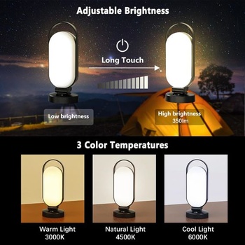 Hapfish LED kempingová lampa s dobíjacou batériou, 5000mAh solárne kempingové svetlo, vonkajšie,