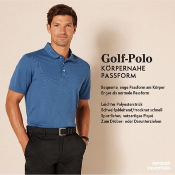 Pánske golfové polo tričko Amazon Essentials, krátky rukáv, úzky strih, rýchloschnúci, recyklovaný