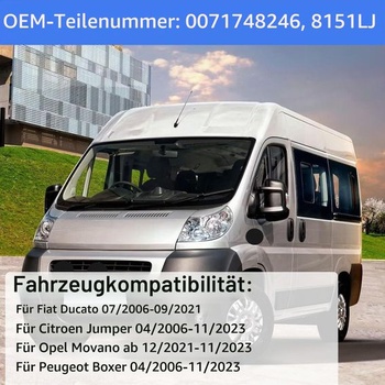Vyhrievané sklo zrkadlá Mingke vľavo pre Fiat Ducato Jumper Boxer Movano C 2006-2023 Výmena skla