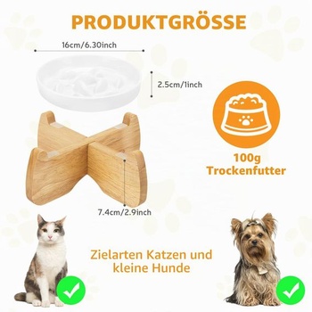 Vyvýšená keramická miska proti prehĺtaniu pre mačky so stojanom, šírka 16 cm. Vyvýšená miska proti