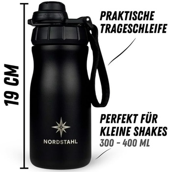 Termo šejker | Šejker 300 ml až 400 ml | Malý proteínový šejker, polnočná čierna