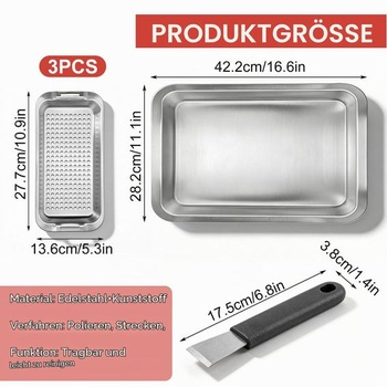 Sada grilovacích košů z nerezové oceli, 3 grilovací koše s otvory, grilovací pánve BBQ pro plynové