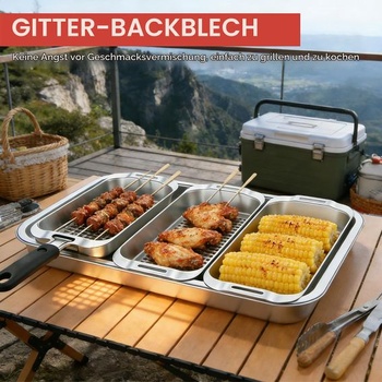 Sada grilovacích košov z nerezovej ocele, 3 grilovacie koše s otvormi, grilovacie panvice BBQ pre plynové