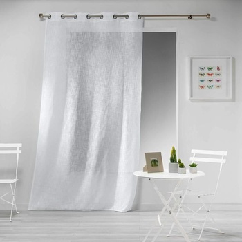 Vnútorný záves Haltona s očkami, tkaný, s imitáciou ľanu, Haltona, polyester, biela 240x140 cm, biela, V