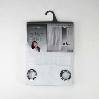 Vnútorný záves Haltona s očkami, tkaný, s imitáciou ľanu, Haltona, polyester, biela 240x140 cm, biela, V