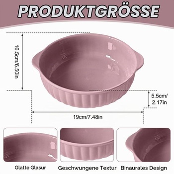 Keramická zapekacia misa, 700 ml, okrúhle keramické zapekacie formy s priemerom 7,5 palca, keramické