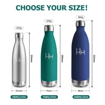 Termoska 750ml, bez BPA, láhev na pití s brčkem, vhodná na sycené nápoje, izolovaná láhev pro