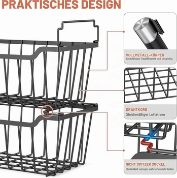 Mraziace koše WELDUN so skladacou rukoväťou, 6 kusov stohovateľných mraziacich košov pre malé mrazničky o