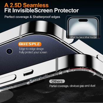 Ochranné sklo QUESPLE pro iPhone 16, 2 ks