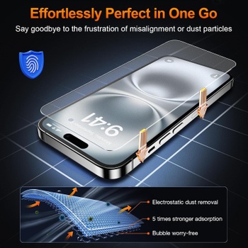 Ochranné sklo QUESPLE pro iPhone 16, 2 ks