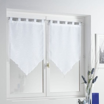 Douceur d'Intérieur, záves s brmbolcami Lissea, polyester, piesková farba, 2 kusy, keramika, biela,