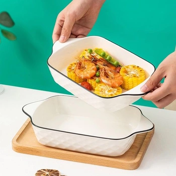 Sada 2 malých zapékacích pekáčů, forma na lasagne 26 cm, obdélníkové keramické zapékací formy s