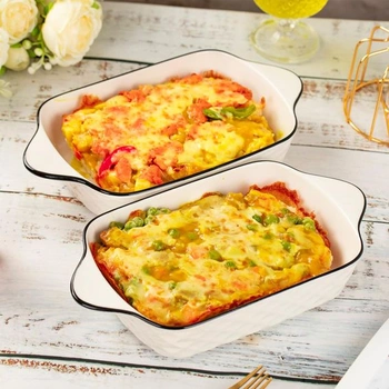 Sada 2 malých zapékacích pekáčů, forma na lasagne 26 cm, obdélníkové keramické zapékací formy s