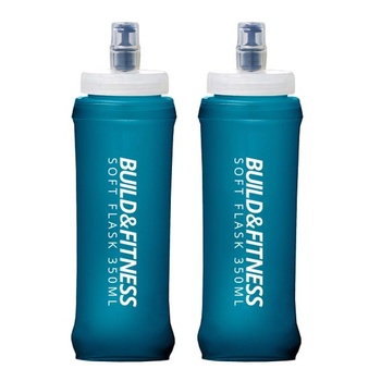 Mäkká fľaša na vodu Build & Fitness, balenie po 2 kusoch, 500 ml / 350 ml. Skladacia mäkká fľaša,