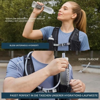 Mäkká fľaša na vodu Build & Fitness, balenie po 2 kusoch, 500 ml / 350 ml. Skladacia mäkká fľaša,