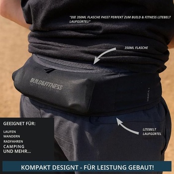 Mäkká fľaša na vodu Build & Fitness, balenie po 2 kusoch, 500 ml / 350 ml. Skladacia mäkká fľaša,
