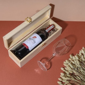 Kreatívna dekoračná drevená krabička na víno | Krabička na víno na 1 fľašu 36 x 11 x 9,8 cm 1 fľaša