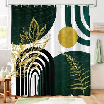 Boho sprchový záves 180x180 cm, textilný kúpeľňový záves v modernom štýle, odolný proti plesniam,
