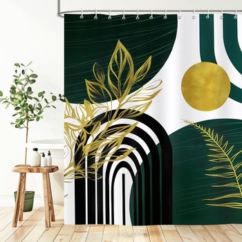 Boho sprchový záves 180x180 cm, textilný kúpeľňový záves v modernom štýle, odolný proti plesniam,