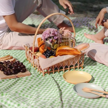 Pikniková deka 200x200 cm, plážová deka XXL, kempingová deka s rukojetí, skládací plážová podložka,