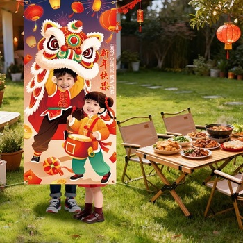 DPKOW Čínsky leví tanec banner pre čínsky Nový rok, čínsky leví tanec foto rekvizity banner pre