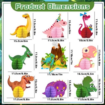 Dekorácia s dinosaurými plástvami, dekorácia na stôl s dinosaurami k narodeninám