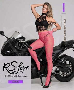 RSLOVE Sexy punčocháče pro ženy - Krajkové síťované punčocháče se vzorem, jedna velikost, růžové