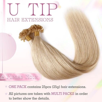 Elailite Bonding Extensions z pravých ľudských vlasov, blond, keratínové predĺženie vlasov s