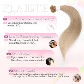 Elailite Bonding Extensions z pravých ľudských vlasov, blond, keratínové predĺženie vlasov s