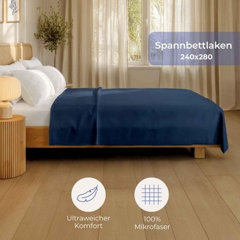 Dreamzie - Ploché prestieradlo bez gumičky 240x280 cm - Mikrovlákno Ultra Soft Tmavomodrá 240 x 280