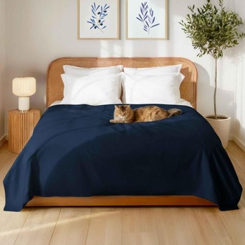 Dreamzie - Ploché prestieradlo bez gumičky 240x280 cm - Mikrovlákno Ultra Soft Tmavomodrá 240 x 280