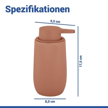 WENKO Fablo keramický dávkovač mydla s drážkovaným dizajnom, voľne stojaci, 400 ml, pumpičkový