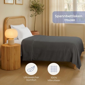 Dreamzie - Ploché prestieradlo bez gumičky 170x260 cm - Mikrovlákno Ultra Soft Tmavo šedá 170 x 260