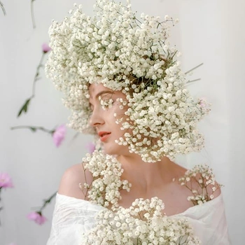 100 sušených bílých růžových květinek Baby's Breath pro tvoření