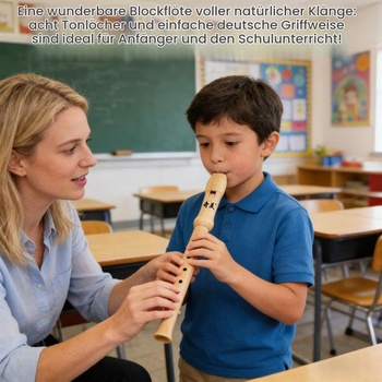 Drevená zobcová flauta, 8 jamiek - nemecký prstoklad pre deti