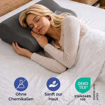 Dreamzie - Obliečka na ortopedické vankúše - Sada 2 kusov, 40-50 x 60-75 cm, Antracit