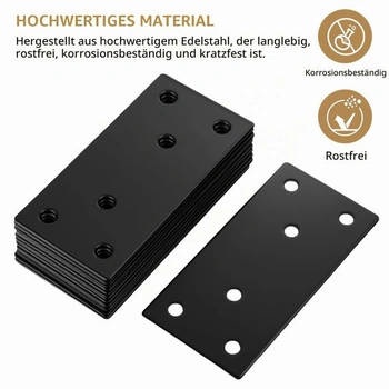 12 ks nerezových plochých spojek 80x40mm černé barvy pro dřevěný nábytek