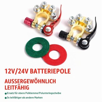 URAQT 12V 4cestné bateriové svorky, balení 2 ks, rychloupínací konektory pro autobaterie ze zinkové