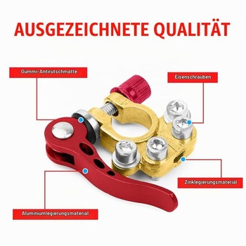 URAQT 12V 4cestné bateriové svorky, balení 2 ks, rychloupínací konektory pro autobaterie ze zinkové