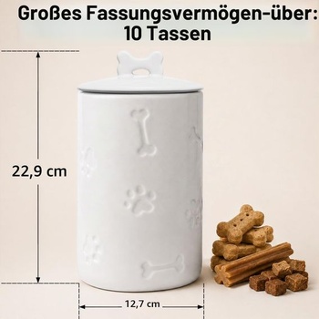 Keramická dóza NIXBYO na psí pamlsky, bílá