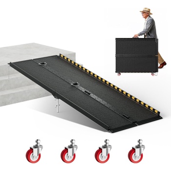 Skladacia hliníková rampa pre invalidný vozík WR-6FTB, 6 ft, 800 lb, čierna