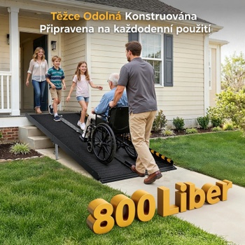 Skladacia hliníková rampa pre invalidný vozík WR-6FTB, 6 ft, 800 lb, čierna