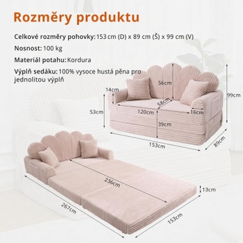 Rozkladacia pohovka DE-MYSF-2B-01, 2-miestna, 153 x 89 x 99 cm, béžová
